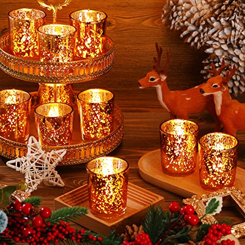 50 Pack Flameless Flickering Battery Operated Candles Warm Yellow Led Electric Candles with 50 Gold Votive Candle Holders White Battery Tea Lights Candles for Xmas, Wedding, Party, Home Table Decor