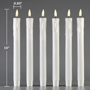 Girimax White Drip Wax Look Flameless Taper Candles with Remote, Flickering Battery LED Candlesticks Set of 6