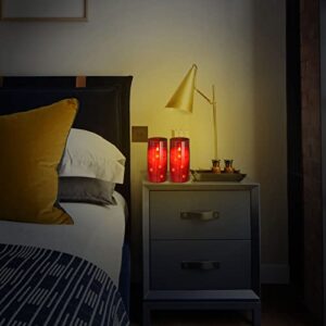 NURADA 3"x6"Flickering Flameless Candles: Built-in Star String, Unbreakable Glass Battery Operated LED Pillar Candles - Acrylic Battery Candles with Remote and Timer, Red