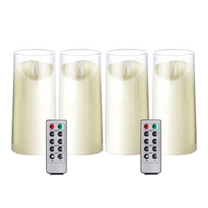 dalang flickering flameless led candles with remote control and timer, ideal for halloween, christmas,partty and home decor,gifts for wife,mother,friend,set of 4(white 3”dx6“h)