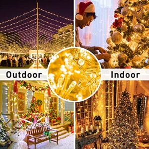 JMEXSUSS 66ft 200 LED Christmas String Lights Indoor Outdoor Waterproof, Warm White Christmas Lights Clear Wire, 8 Modes Twinkle Lights Plug in for Tree Room Bedroom Wedding Decorations