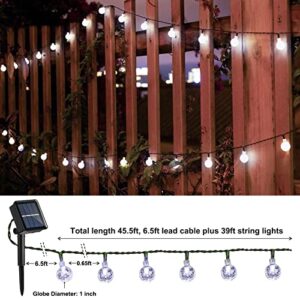 Joomer Outdoor Solar String Lights 45.5Ft 60 LED Solar Powered String Lights Waterproof,8 Modes Crystal Ball Lights Solar Fairy Patio Lights for Garden, Lawn, Porch, Gazebo, Bistro(White)