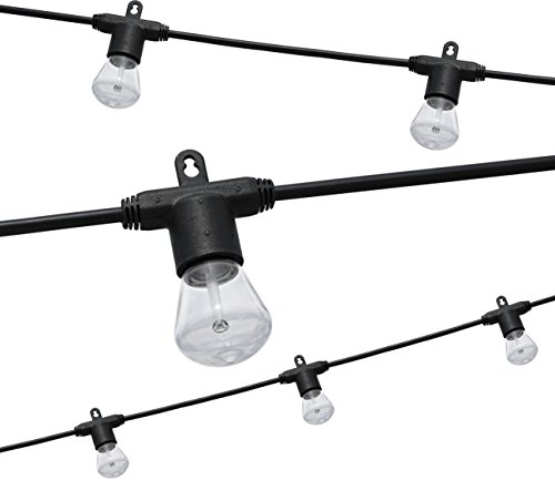 Lights By Night LED Bistro String Lights 12 ft | 6 Shatter Resistant Lifetime Bulbs, 2200K Warm White, Weather Resistant, Indoor/Outdoor, Commercial Grade, Perfect for Backyard, Porch, Patio, 38353