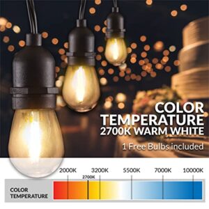 Newhouse Lighting Outdoor String Lights with Hanging Sockets | Weatherproof Technology | LED | Heavy Duty 25-Foot Cord | 9 LED Filament Lights Bulbs Included (1 Free Replacement!)