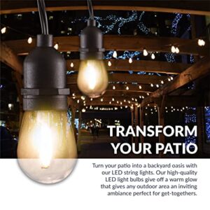 Newhouse Lighting Outdoor String Lights with Hanging Sockets | Weatherproof Technology | LED | Heavy Duty 25-Foot Cord | 9 LED Filament Lights Bulbs Included (1 Free Replacement!)