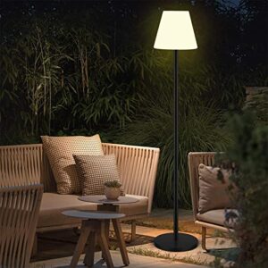 solar floor lamp indoor&outdoor lamps for patio waterproof,usb rechargeable cordless floor lamp with light sensor,brightness dimmable rgb colorful led solar light,height adjustable,for lawn,yard