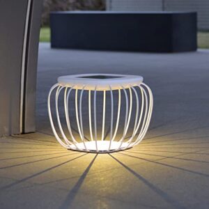 weilailux 16-inch solar outdoor floor lamp waterproof, led round cube chair light seat stool side table, accent ambient decorative lighting for home hotel lawn patio garden, white (3000k + 6000k)