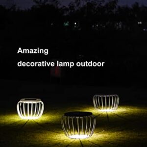 WEILAILUX 16-inch Solar Outdoor Floor Lamp Waterproof, LED Round Cube Chair Light Seat Stool Side Table, Accent Ambient Decorative Lighting for Home Hotel Lawn Patio Garden, White (3000K + 6000K)