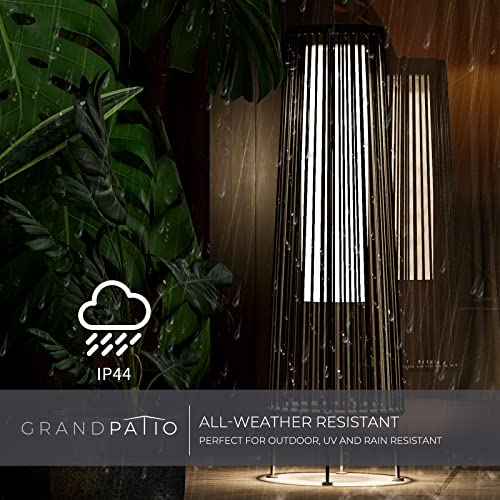 Grand patio Outdoor Solar Floor Lamp Resin Wicker Solar Light Outdoor Waterproof for Yard, Garden, Pathway, Deck, Gordes 2 Pack, Grey