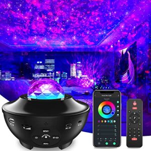 galaxy projector star projector for bedroom, starry night light projector for kids, large coverage star projector for ceiling, built in bluetooth/music speaker/timer, ideal gift for christmas decor