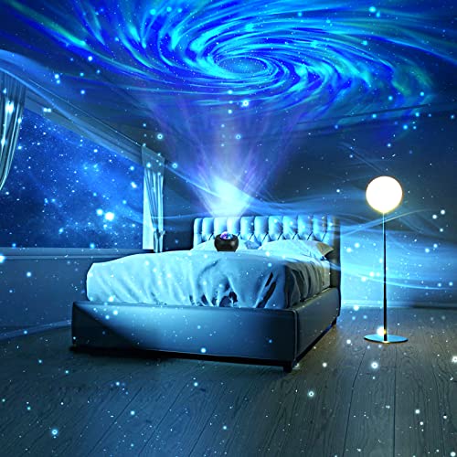 KisMee Galaxy Projector Ceiling Decor Star Light Projector Psychedelic Swirling Bedroom Decor for Teen Girls,Smart Skylight with Bluetooth Music Speaker, APP Control