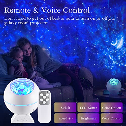 ONEFIRE Galaxy Projector for Bedroom, 43 Lighting Modes Star Projector Galaxy Light, Remote Timer Moon Lampn Ceiling Projector Lights for Bedroom,Voice Control Ocean Projector Room Lights for Bedroom