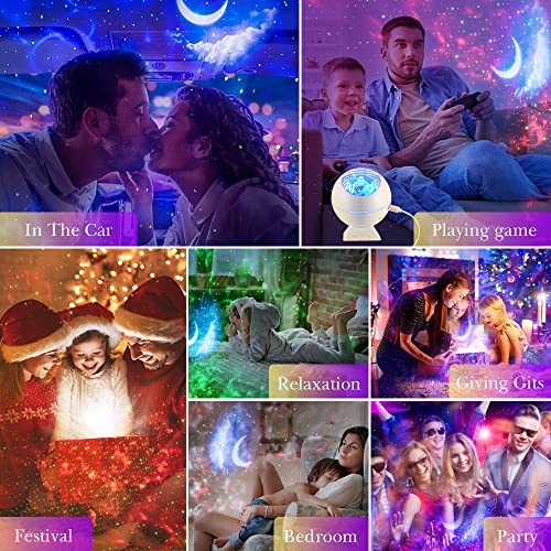 ONEFIRE Galaxy Projector for Bedroom, 43 Lighting Modes Star Projector Galaxy Light, Remote Timer Moon Lampn Ceiling Projector Lights for Bedroom,Voice Control Ocean Projector Room Lights for Bedroom