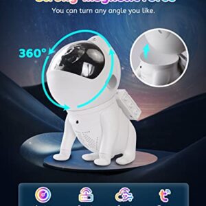 Xubialo Star Projector Space Dog,Galaxy Projector with 360°Adjustable Design,21 Color Modes,Bluetooth Music Speaker,8 White Noises,Astronaut Light Projector for Kids and Adults(White)