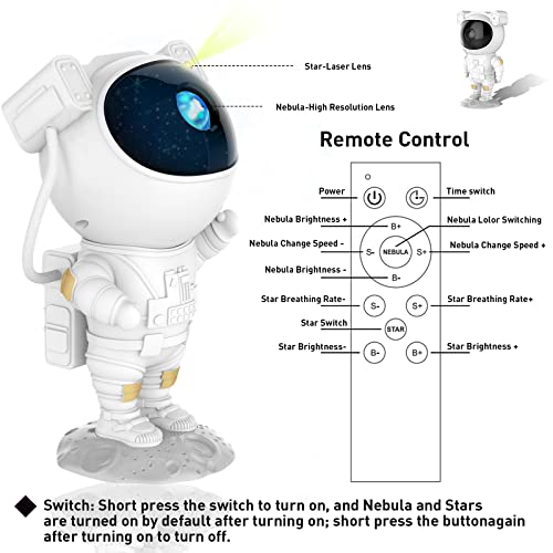 Astronaut Galaxy Star Projector Starry Night Light,Astronaut Light Projector with Nebula,Timer and Remote Control,Kids’ Bedroom and Ceiling Projector, Christmas, Birthday, Valentine's Day Best Gifts