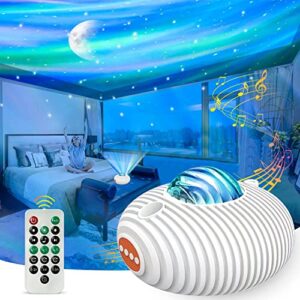 etlephe star projector, galaxy projector, northern aurora night light with bluetooth speaker, white noise, timer, 14 colors starry moon light projector for bedroom, home decor, party, home theater,car