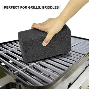 [4 Pack] Grill Cleaning Brick - Blackstone Griddle Scraper, Commercial Grade Pumice Cleaner Tool for Flat Tops, Grate Tough Grease Stains of BBQ, Sanitizes Cooking in Restaurant, Outdoor, Home Kitchen