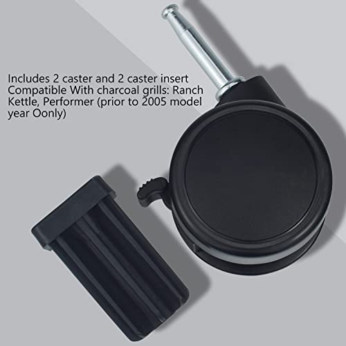 Caster Wheel Gas Grill Compatible with Weber 6414 Grill Wheels, for Weber Genesis Grill Wheel Caster Replacement Genesis 1000-500 Series, Performer (2004 and Earlier), Includes Caster Insert (2 Pack)