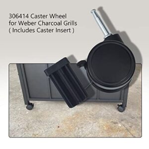 Caster Wheel Gas Grill Compatible with Weber 6414 Grill Wheels, for Weber Genesis Grill Wheel Caster Replacement Genesis 1000-500 Series, Performer (2004 and Earlier), Includes Caster Insert (2 Pack)