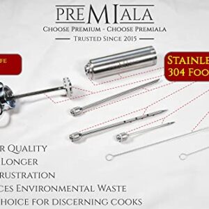 Premiala Awesome Meat Injector - The Original Turkey Injector Creates The Juiciest Turkey and BBQ Ever! 3 Needles + Cleaning Brushes + 100% Food-Grade Materials = Guaranteed to Keep Your Family Safe!
