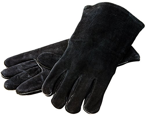 Lodge 18” Leather Outdoor Cooking Gloves - Heat Resistant Gloves for Cast Iron Cooking, Black