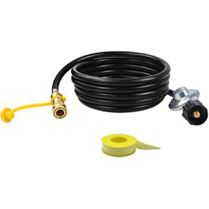 12ft propane hose with regulator -3/8 quick connect disconnect replacement for mr. heater f271803 big buddy indoor/outdoor heater, type 1 connection x quick connect fittings