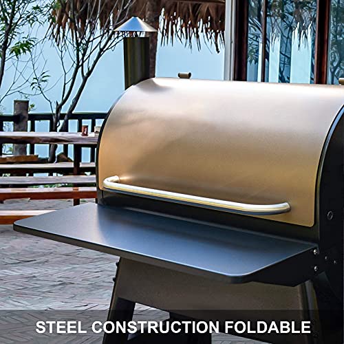 Utheer Folding Shelf for Traeger Pro 22, Pro 575 and Ironwood 650 Series Pellet Grill, Grill Accessories for Traeger Pellet Grills, BAC362 Front Folding Shelf, 25" L x 12" W, Black