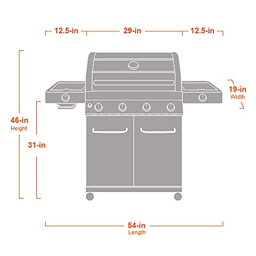 Monument Grills Larger 4-Burner Propane Gas Grills Stainless Steel Cabinet Style with Clear View Lid, LED Controls, Built in Thermometer, and Side & Side Sear Burners