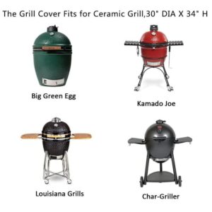 Onlyfire Kamado Grill Cover Fits for Large Big Green Egg,Kamado Joe Classic and Stand-Alone,Large Grill Dome,Louisiana K22,Coyote The Asado Cooker and Other,29.5" Dia X 34" H