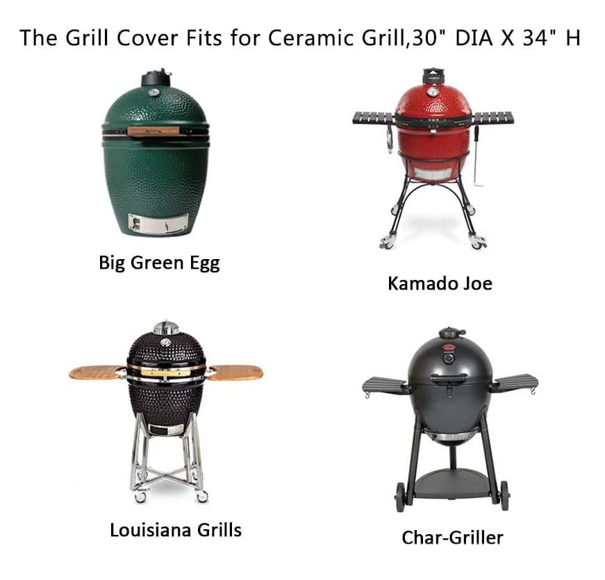 Onlyfire Kamado Grill Cover Fits for Large Big Green Egg,Kamado Joe Classic and Stand-Alone,Large Grill Dome,Louisiana K22,Coyote The Asado Cooker and Other,29.5" Dia X 34" H