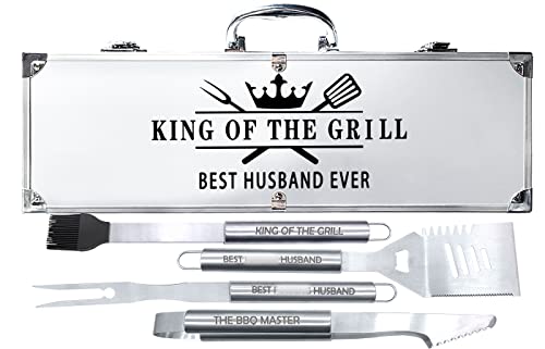 Valentines Day Gifts for Husband Personalized Unique Valentines Day Gifts for Him Husband, Grilling Men V Day Gift from Wife Stainless Steel BBQ Tool Gift for Husband Birthday Anversary Heavy Duty Set