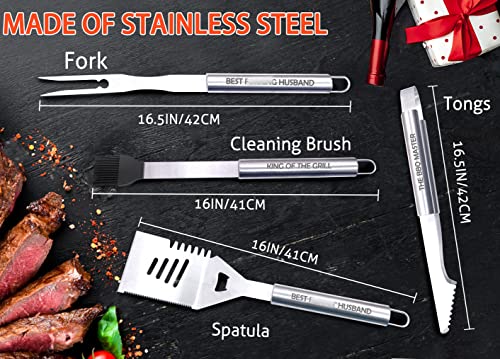 Valentines Day Gifts for Husband Personalized Unique Valentines Day Gifts for Him Husband, Grilling Men V Day Gift from Wife Stainless Steel BBQ Tool Gift for Husband Birthday Anversary Heavy Duty Set