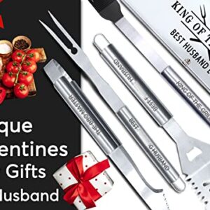 Valentines Day Gifts for Husband Personalized Unique Valentines Day Gifts for Him Husband, Grilling Men V Day Gift from Wife Stainless Steel BBQ Tool Gift for Husband Birthday Anversary Heavy Duty Set