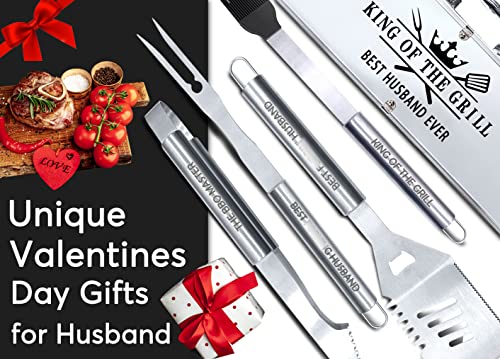 Valentines Day Gifts for Husband Personalized Unique Valentines Day Gifts for Him Husband, Grilling Men V Day Gift from Wife Stainless Steel BBQ Tool Gift for Husband Birthday Anversary Heavy Duty Set