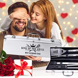 Valentines Day Gifts for Husband Personalized Unique Valentines Day Gifts for Him Husband, Grilling Men V Day Gift from Wife Stainless Steel BBQ Tool Gift for Husband Birthday Anversary Heavy Duty Set