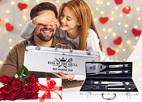 Valentines Day Gifts for Husband Personalized Unique Valentines Day Gifts for Him Husband, Grilling Men V Day Gift from Wife Stainless Steel BBQ Tool Gift for Husband Birthday Anversary Heavy Duty Set