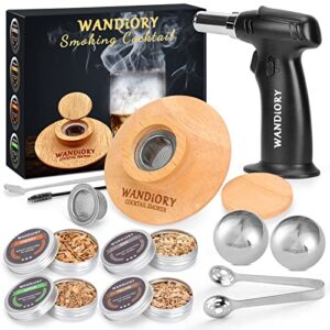 whiskey gifts for men, cocktail smoker kit, wandiory original bourbon whisky drink smoker infuse kit includes 2 whiskey ice stones, birthday gifts for him/father/husband/father's day/halloween/christmas（no butane）