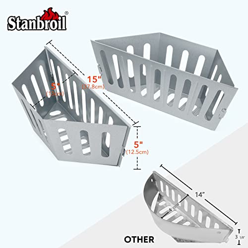 Stanbroil Charcoal Grill Basket Holders - Set of 2 Stainless Steel BBQ Grilling Accessories Replacement for Weber 22" and 26" Charcoal Grills