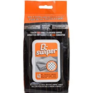 Proud Grill Company Q-Swiper Grill Cleaning Wipes - 40 Count. Bristle Free and Wire Free Grill Cleaner. Use with Q-Swiper Grill Brush (Sold Separately)