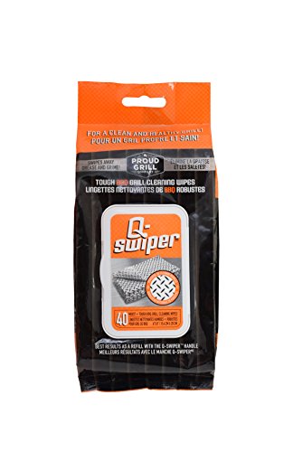 Proud Grill Company Q-Swiper Grill Cleaning Wipes - 40 Count. Bristle Free and Wire Free Grill Cleaner. Use with Q-Swiper Grill Brush (Sold Separately)