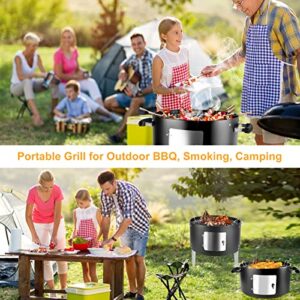 SUNLIFER Portable Charcoal BBQ Grill: Outdoor Small Charcoal Grills with Meat Smoker Combo for Backyard Patio Barbecue | Outdoor Smoking | Camping BBQ | Outside Cooking