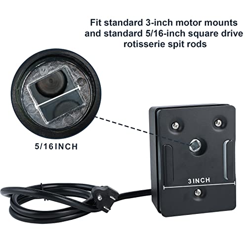 Apromise Rotisserie Motor - Universal Replacement Rotisserie Spit Motor with Waterproof On/Off Switch | Grill Rotisserie Motor Can Hold Up to 30 Pounds | 110 Volts & 4 Watt - Black