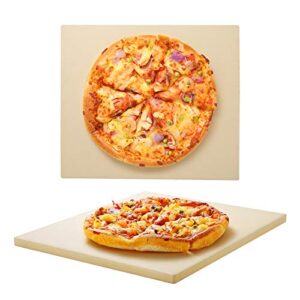 unicook pizza stone 13 inch, square baking stone for bread, heavy duty ceramic bread stone, thermal shock resistant pizza grilling stone for oven and grill, making crispy pizza, bread, cookie and more