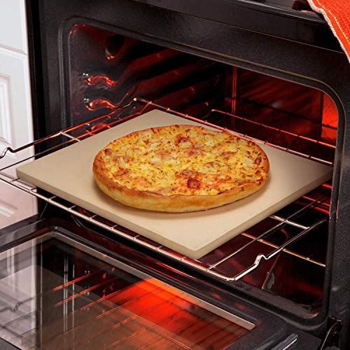 Unicook Pizza Stone 13 Inch, Square Baking Stone for Bread, Heavy Duty Ceramic Bread Stone, Thermal Shock Resistant Pizza Grilling Stone for Oven and Grill, Making Crispy Pizza, Bread, Cookie and More
