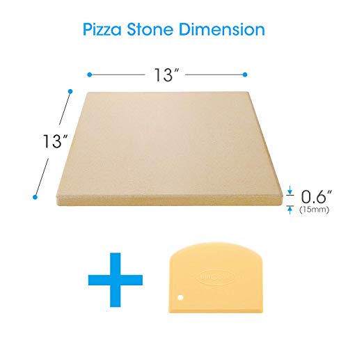 Unicook Pizza Stone 13 Inch, Square Baking Stone for Bread, Heavy Duty Ceramic Bread Stone, Thermal Shock Resistant Pizza Grilling Stone for Oven and Grill, Making Crispy Pizza, Bread, Cookie and More