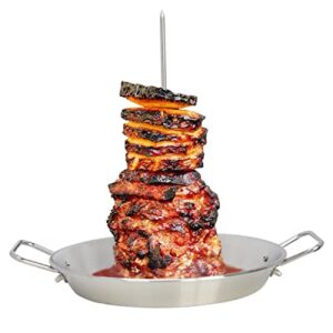 Vertical Skewer for Grill-Al Pastor Skewer Brazilian Vertical Spit Stand for Tacos Al Pastor, Shawarma, Kebabs, Gyros- BBQ Grilling Accessory with 3 Removable Spikes (8”, 10" and 12”)