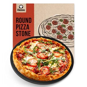 chef pomodoro round pizza stone for oven and grill, best baking stone for ovens and grills, pizza baking stone for pizza and bread baking, bbq pizza stone, durable - 15 inch