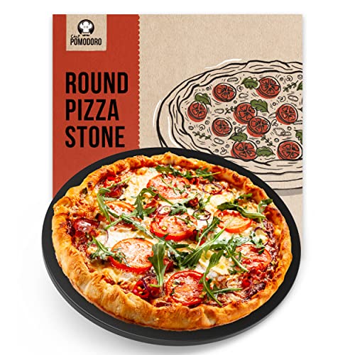 Chef Pomodoro Round Pizza Stone for Oven and Grill, Best Baking Stone for Ovens and Grills, Pizza Baking Stone for Pizza and Bread Baking, BBQ Pizza Stone, Durable - 15 inch