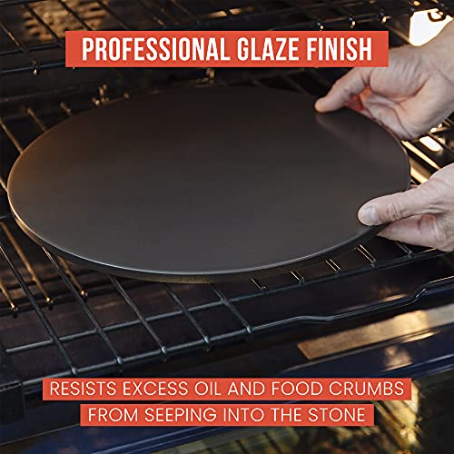 Chef Pomodoro Round Pizza Stone for Oven and Grill, Best Baking Stone for Ovens and Grills, Pizza Baking Stone for Pizza and Bread Baking, BBQ Pizza Stone, Durable - 15 inch