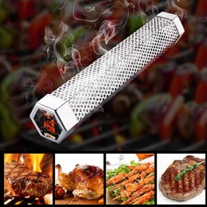 Pellet Smoker Tube for Grilling, 12 inches Premium Stainless Steel BBQ Wood Pellet Tube Smoker for Gas Charcoal Electric Grill or Smokers, Hexagonal